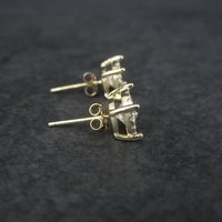 Vermeil Sterling Cz Halo Stud Earrings Estate Jewelry NOS