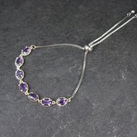 Estate Sterling Silver Amethyst Bolo Bracelet