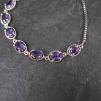 Estate Sterling Silver Amethyst Bolo Bracelet