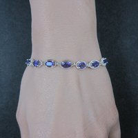 Estate Sterling Silver Amethyst Bolo Bracelet