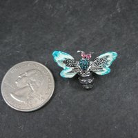 Enamel Bee Brooch Rhinestone Estate Pin