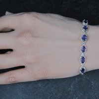 Estate Sterling Silver Amethyst Bolo Bracelet