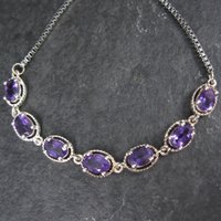 Estate Sterling Silver Amethyst Bolo Bracelet