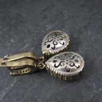 Vintage Purple Cz Earrings Sterling Silver and Bronze