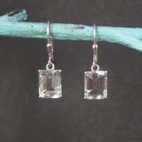 Green Aquamarine Earrings 4 Carats Sterling Silver Lever Backs Estate Jewelry