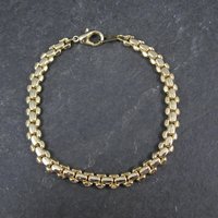 1980s Gold Electroplate Bracelet Korea 6mm wide, 7 Inches Long