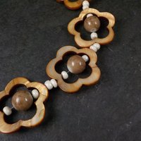 Mother of Pearl Flower and Ceramic Bead Strand Cousins Discontinued