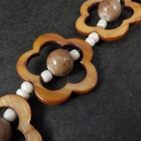 Mother of Pearl Flower and Ceramic Bead Strand Cousins Discontinued