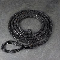 Antique Black Soft Jet Beaded Necklace, Art Deco, ca 1900 to 1920s, Victorian Mourning 42 Inches