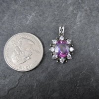 Sterling Silver Purple Pink Sapphire Pendant Estate Jewelry
