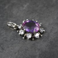 Sterling Silver Purple Pink Sapphire Pendant Estate Jewelry