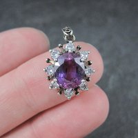 Sterling Silver Purple Pink Sapphire Pendant Estate Jewelry