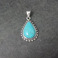 Sterling Block Turquoise Pendant Simple Silver