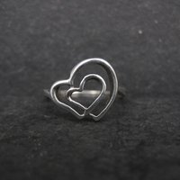 Vintage Sterling Double Heart Ring Size 6.5