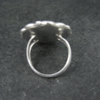 Vintage Mother of Pearl Coral Inlay Flower Ring Southwestern Sterling Silver Size 5