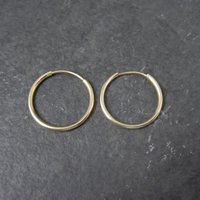 Dainty 14K Yellow Gold Hoop Earrings 16mm