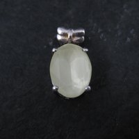 Yellow Prehnite Bow Pendant Sterling Silver Estate