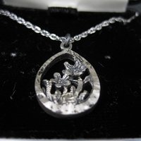 Estate Black Hills Silver Flower Pendant Necklace Langers