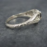 14K White Gold Art Deco Filigree Garnet Ring Size 5