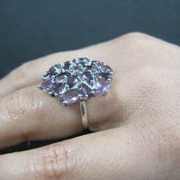 Purple and Pink Starburst Ring Size 6 Sterling Silver Estate Jewelry