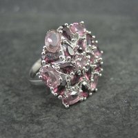 Purple and Pink Starburst Ring Size 6 Sterling Silver Estate Jewelry