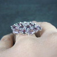 Purple and Pink Starburst Ring Size 6 Sterling Silver Estate Jewelry