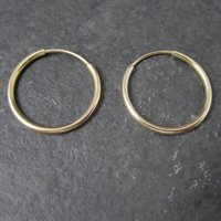 Dainty 14K Yellow Gold Hoop Earrings 16mm