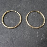 Dainty 14K Yellow Gold Hoop Earrings 16mm