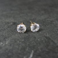 Vintage 4mm Cz Stud Earrings 14K Gold Filled New Old Stock