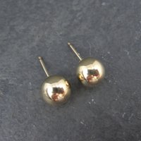 8mm Gold Ball Stud Earrings 14K Gold Filled New Old Stock