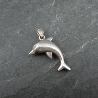 Vintage 3D Dolphin Pendant Sterling Silver