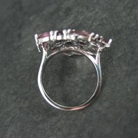 Purple and Pink Starburst Ring Size 6 Sterling Silver Estate Jewelry