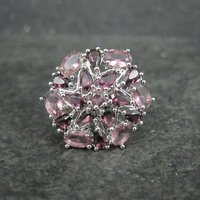 Purple and Pink Starburst Ring Size 6 Sterling Silver Estate Jewelry