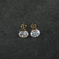 Vintage 7mm Cz Stud Earrings 14K Gold Filled New Old Stock