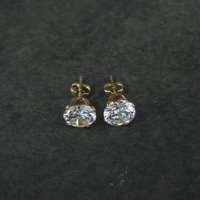 Vintage 7mm Cz Stud Earrings 14K Gold Filled New Old Stock