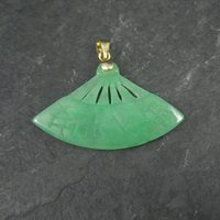 Vermeil Jadeite Fan Pendant Estate