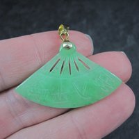 Vermeil Jadeite Fan Pendant Estate