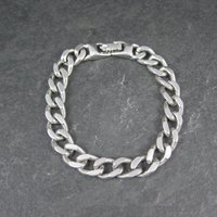 Silver Tone Figaro Bracelet Vintage Monet 7.5 Inches