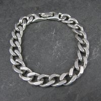 Silver Tone Figaro Bracelet Vintage Monet 7.5 Inches