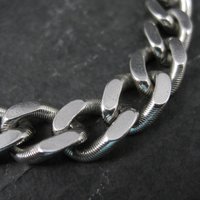 Silver Tone Figaro Bracelet Vintage Monet 7.5 Inches