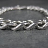 Silver Tone Figaro Bracelet Vintage Monet 7.5 Inches