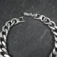 Silver Tone Figaro Bracelet Vintage Monet 7.5 Inches