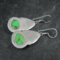 Green Mohave Turquoise Earrings Sterling Silver
