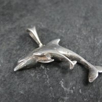 Dolphin Pendant 1980s Vintage Sterling Silver