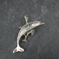 Dolphin Pendant 1980s Vintage Sterling Silver