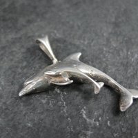 Dolphin Pendant 1980s Vintage Sterling Silver