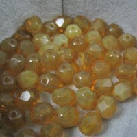 6mm Fire Polished Indian Yellow Opal Beads 52 Beads New Old Stock