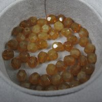 6mm Fire Polished Indian Yellow Opal Beads 52 Beads New Old Stock