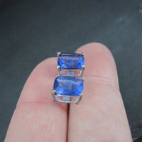 Estate Blue Spinel Stud Earrings Sterling Silver