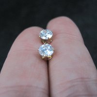 Vintage 4mm Cz Stud Earrings 14K Gold Filled New Old Stock